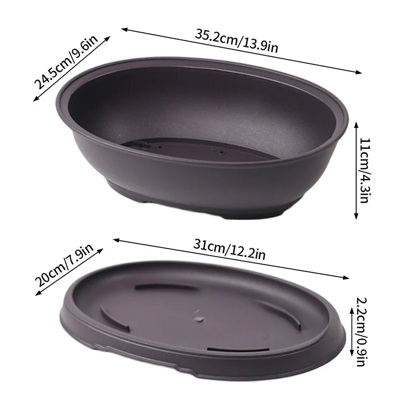 أصيص بلاستيكي مع صينية تصريف