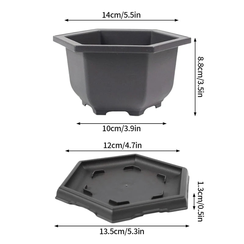 أصيص بلاستيكي مع صينية تصريف