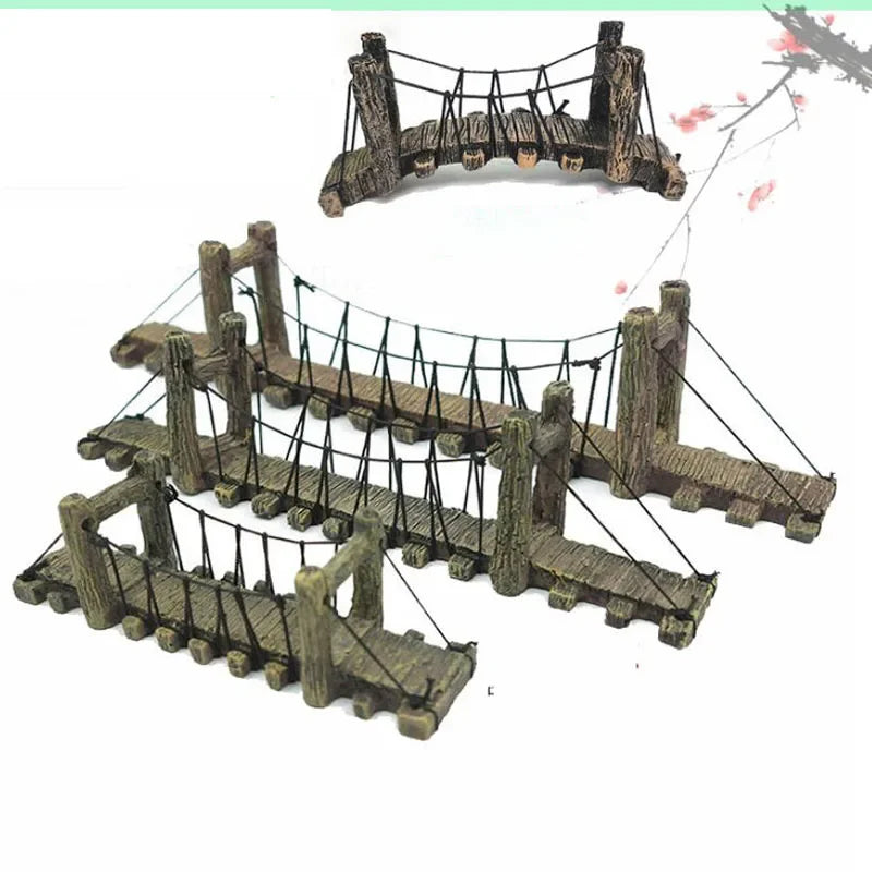 ديكور جسر من الراتنج لحوض الأسماك