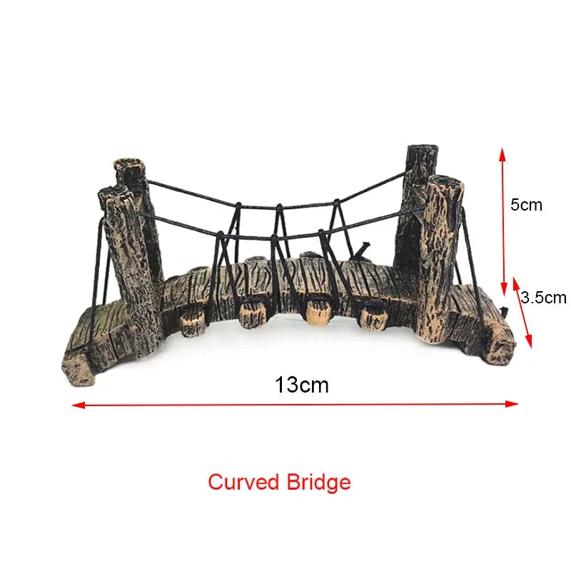 ديكور جسر من الراتنج لحوض الأسماك