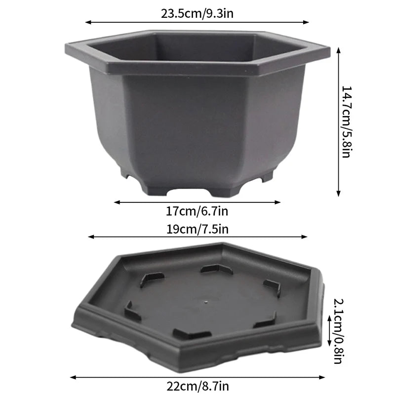 أصيص بلاستيكي مع صينية تصريف